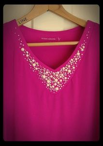 Sleeveless Jewel Embellished Magenta Top